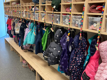 Checkroom with children's jackets